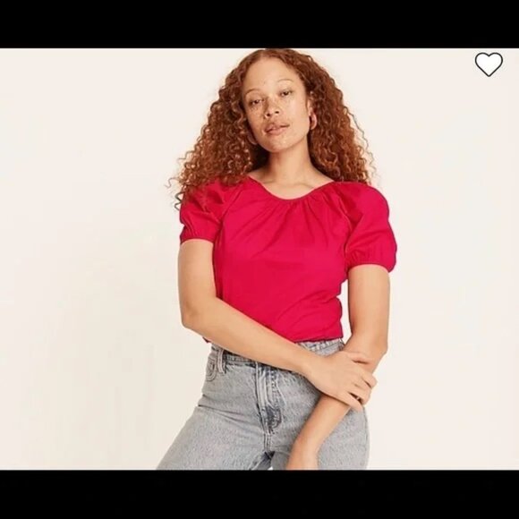 J.Crew V-back Puff-Sleeve Stretch Cotton Poplin Top | Black| Size 2 | NWOT - Picture 8 of 8